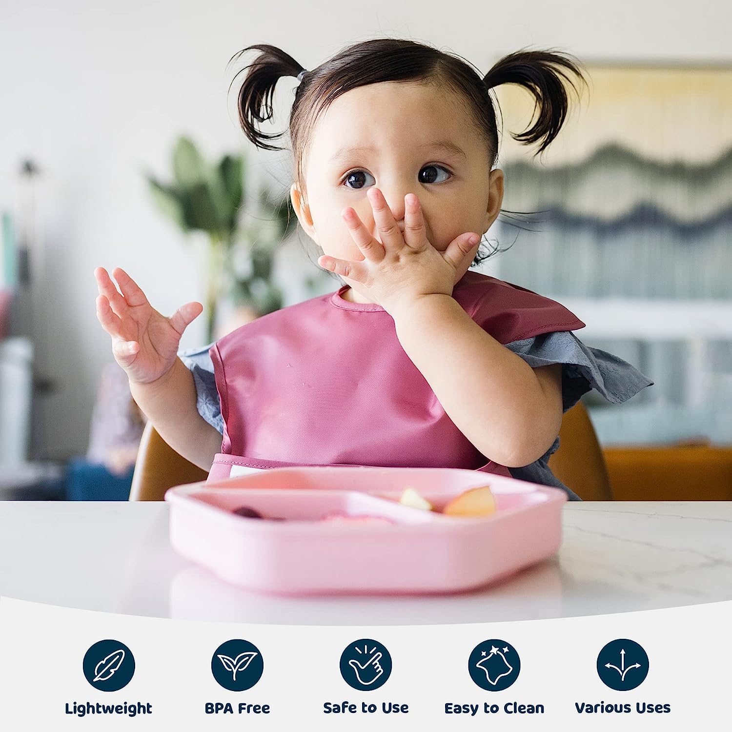 Tiny Twinkle Silicone Suction Baby Plate, Suction Grip Divided Dish for First Foods and Self-Feeding, 6-24 Months, Baby Led Weaning Supplies for Independent Eating (Grey, Plate) - Image 5
